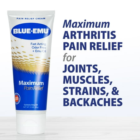 BLUE-EMU Maximum Pain Relief Cream, Arthritis, Muscle, Joint, and Back Pain Relief, 3 oz