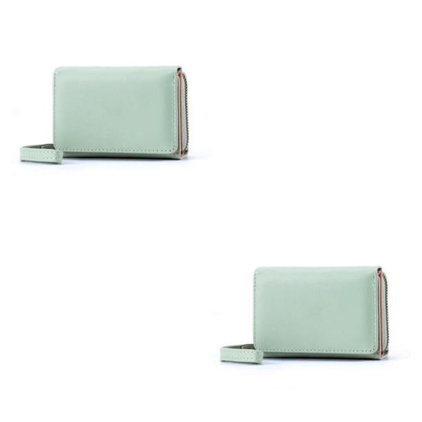 Sonducket Billeteras para mujer, tarjetero corto de piel sintética de Color sólido, monedero multitarjeta, monedero para llaves, bolso Verde 2piezas