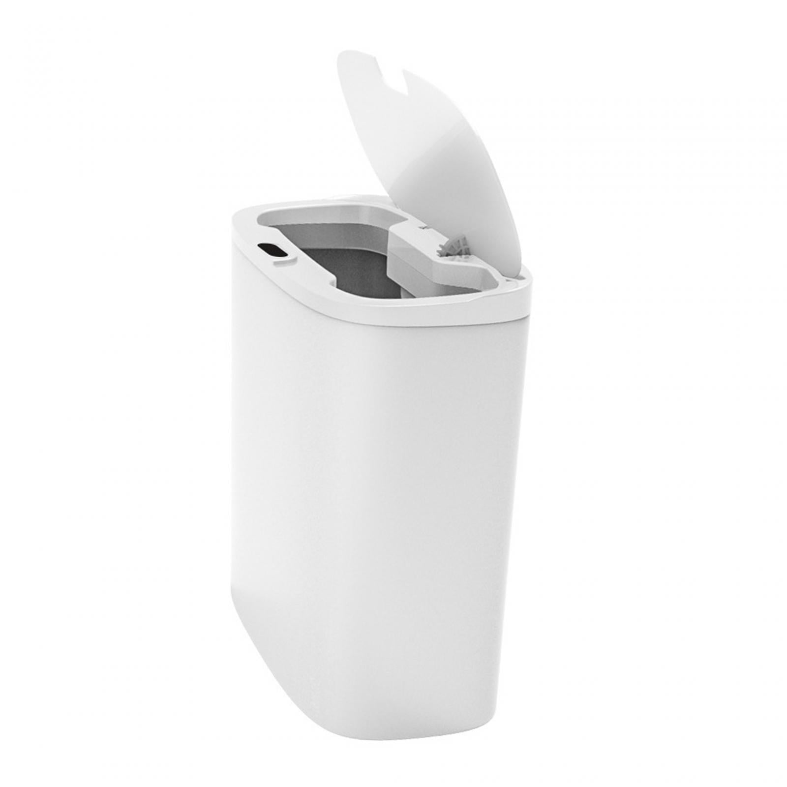 Touchless Trash Can, Electric Garbage Bin Toilet with Lid, Narrow Waterproof Intelligent Induction Trash Bin for Bedroom, Kitchen Bathroom white