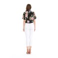 thumbnail image 2 of Women's Hawaiian Tie Front Crop Top Aloha Shirt in Hibiscus Black S, 2 of 5