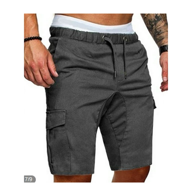 TRGPSG Men's Cargo Shorts with 6 Pockets Cotton Work Shorts (No Belt),Light  Army 36 