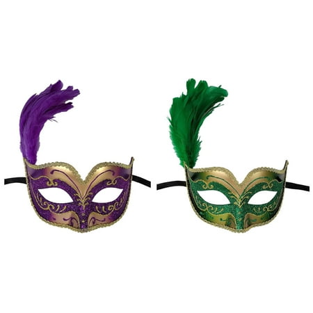 Mardi Gras Multi Color Feather Mask Assortment, Unisex, for Adult, by Way To Celebrate