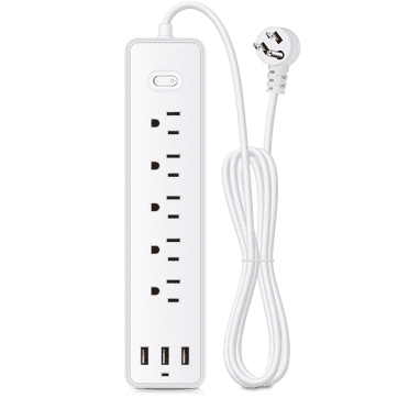 BOHASHIN Surge Protector Power Strip, with 5 Outlets and 3 USB Ports, 4ft Extension Cord, ETL Listed, White