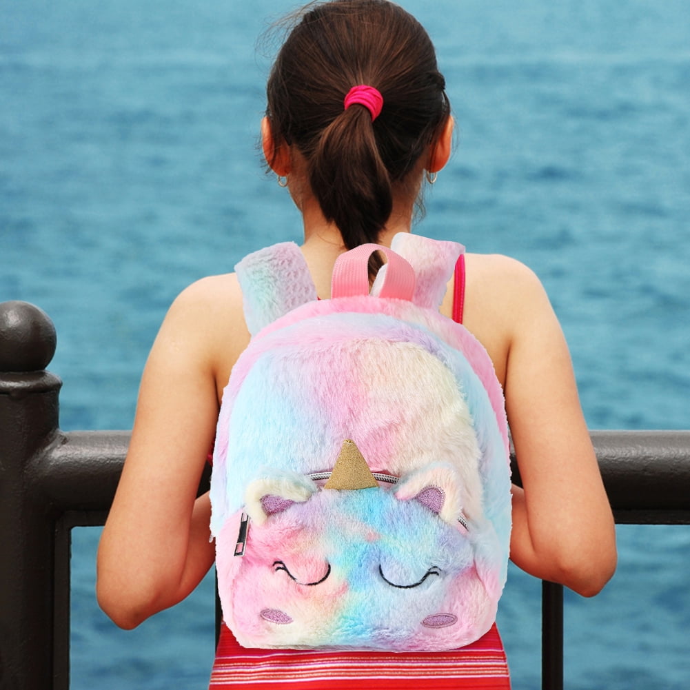 Peggybuy Cartoon Unicorn Plush Child School Bag Casual Girls Kids
