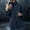 Navy, variant on zejinsd Long Coat for Women Warm Windproof Autumn Winter Outerwear Stylish Stand Collar Hooded Jacket Solid Color Relaxed Fit Mid-Length Coat