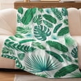 thumbnail image 2 of Sowide Leaf Blanket, Green Leaf Blanket Throw, Soft Lightweight Monstera Palm Tropical Leaf Flannel Blanket, Green Forest Jungle Plant Cozy Fleece Plush for Adult Couples, Sofa Bed Office(30"x40"), 2 of 8