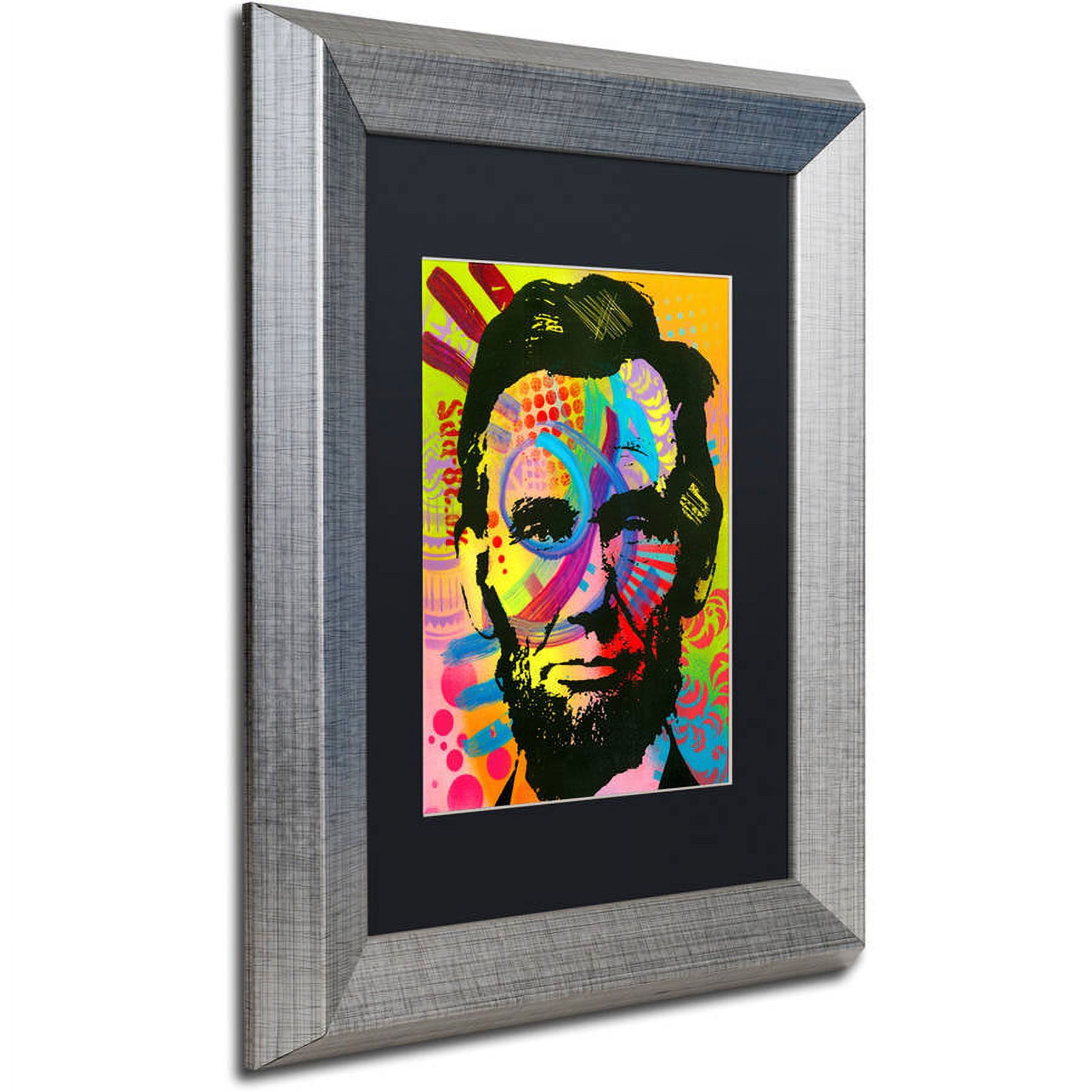Trademark Fine Art "Abraham Lincoln II" Canvas Art by Dean Russo, Black Matte, Silver Frame