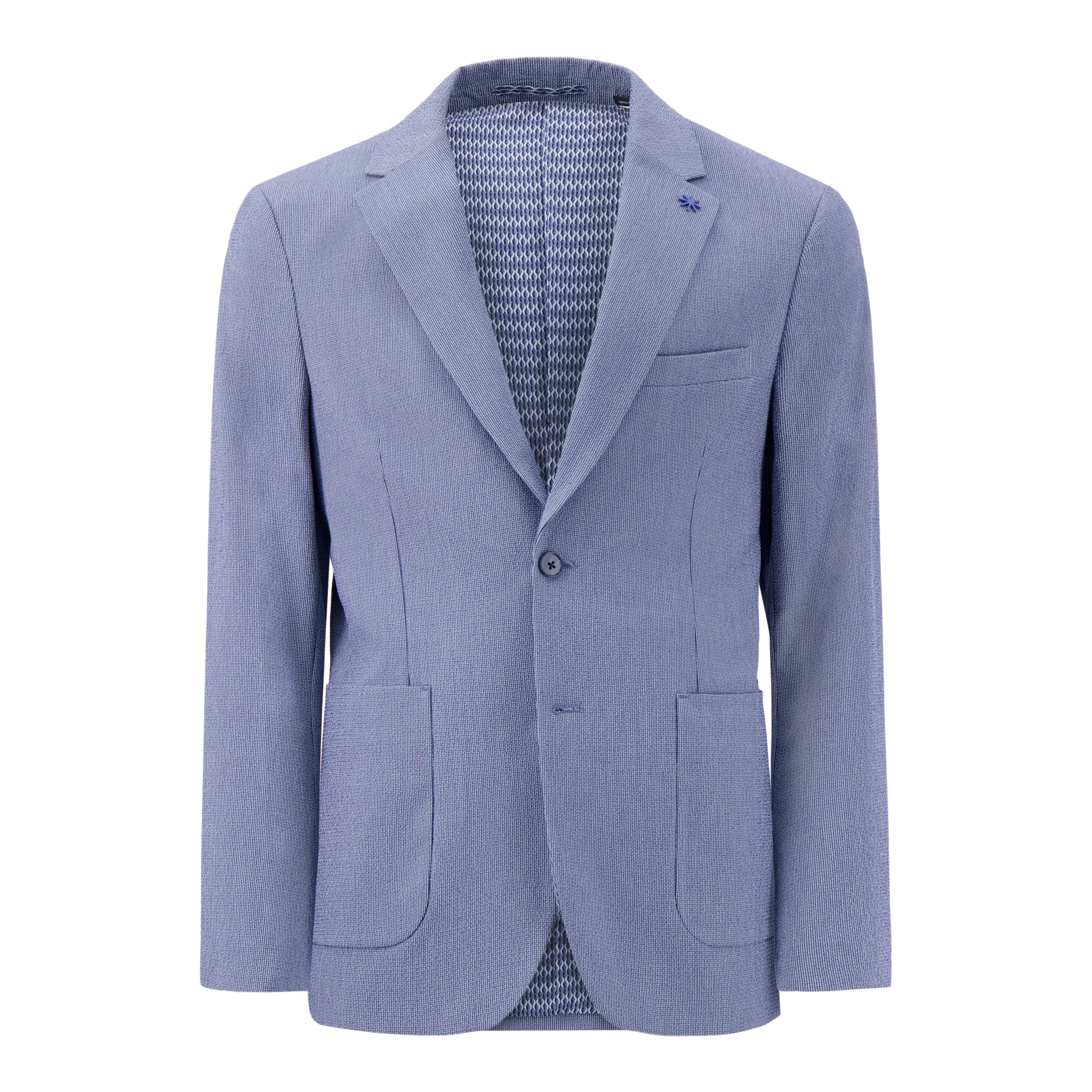 Report Collection Single Breast Full Lined Patch Pocket Seersucker Men's Jacket