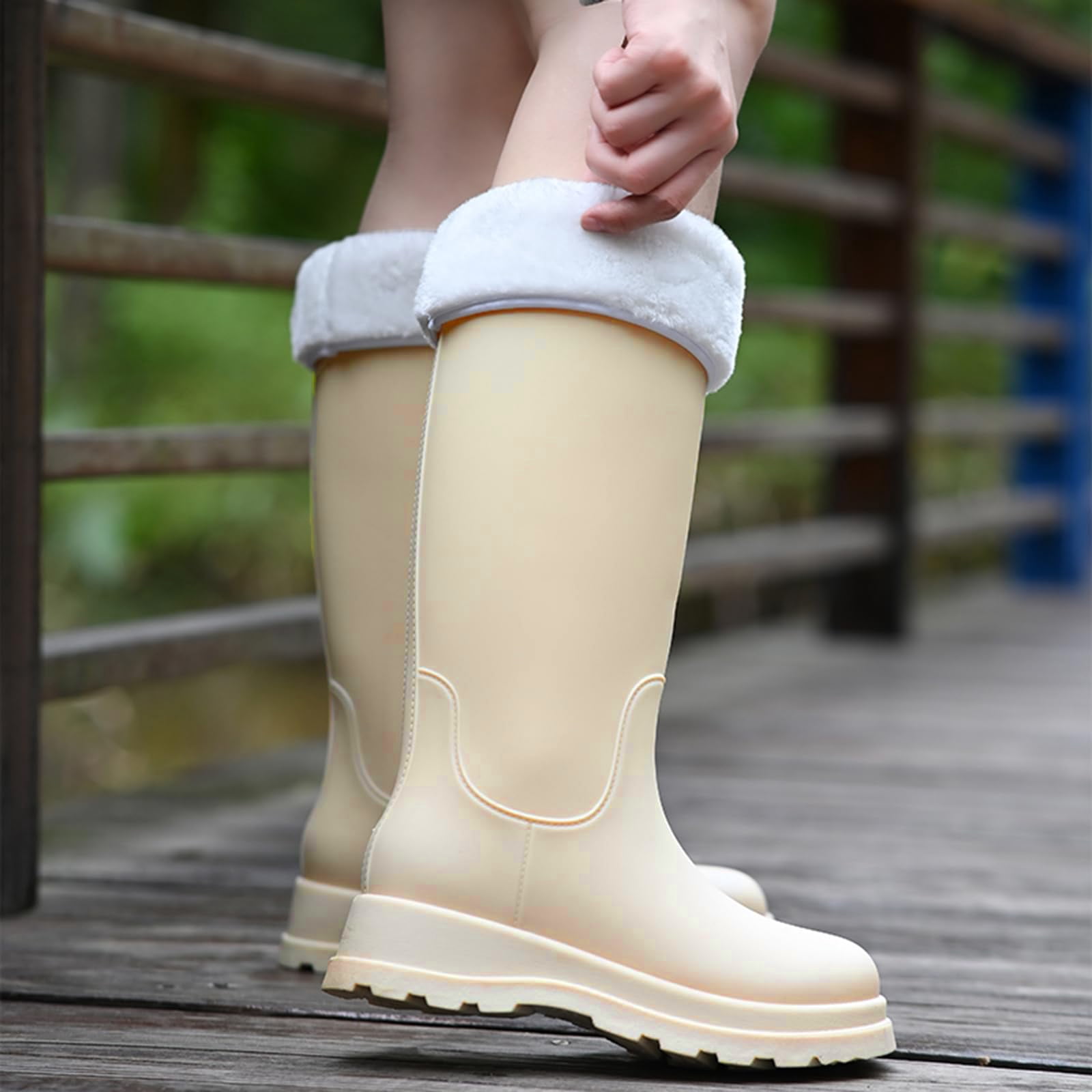 AUXDIQ Rain Shoes Women Mid-calf Boots Waterproof Rain Boots Outdoor Garden Shoes
