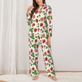 thumbnail image 2 of Yiaed Strawberry Print Pajamas Women's Long Sleeve Sleepwear Soft Button Down Loungewear Pjs Lounge Set Nightwear Womens Pajama Pants-Small, 2 of 7