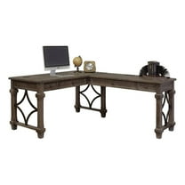 Pemberly Row Wood Open L-Desk & Return Writing Table Office Desk Gray