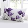 thumbnail image 5 of Purple Tulip Floral Throw Pillow Covers, Pastel Country White Wildflower Soft Breathable Pillow Cases with Invisible Zipper for Sleeping, Queen Size Pillowcases for Couch Bed Sofa Chair 20x30 Inches, 5 of 6