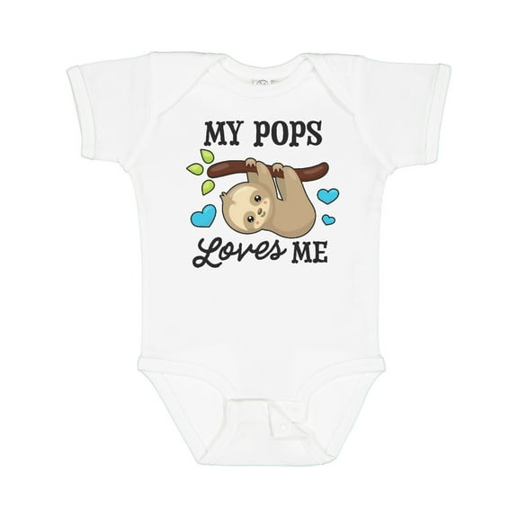 Inktastic My Pops Loves Me with Sloth and Hearts Boys or Girls Baby Bodysuit