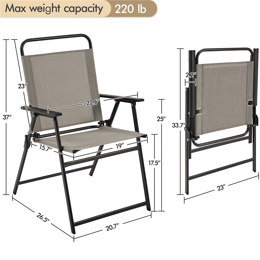 Renwick Foldable Dining Chairs with Backrest and Armrests, Set of 2, Brown