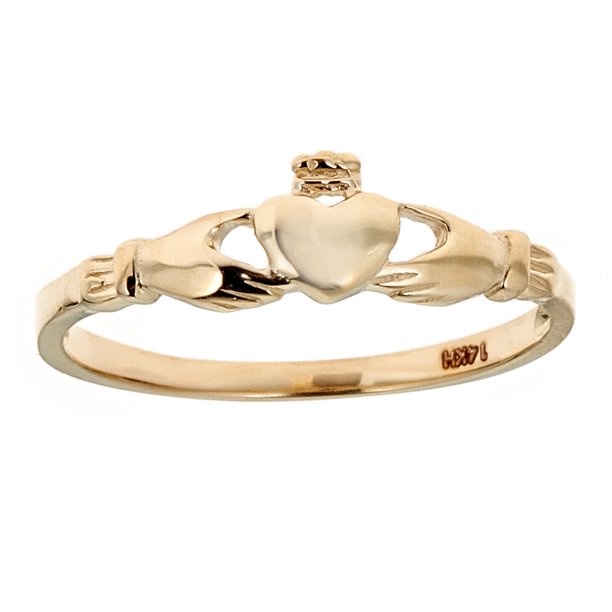 Ritastephens Children's 14k Solid Yellow Gold Baby Kids Ring Claddagh