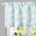 thumbnail image 5 of Blue Leaf Print Valance Curtains, 1 Panel Country Style Easy Care Window Valances, Rod Pocket Decorative Short Drapes for Living Room, W 52 x L 18, 5 of 6