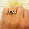 thumbnail image 3 of Dazzlingrock Collection 10K Round Blue Sapphire And White Diamond Swirl Engagement 3 Stone Bridal Ring, Yellow Gold, Size 9.5, 3 of 3