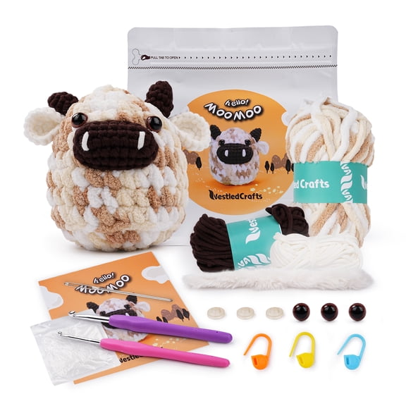 Beginner MooMoo Crochet Kit Complete Amigurumi Starter Set with Video Tutorials for Kids Gifts