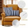 thumbnail image 4 of Navy Blue Striped Outdoor Pillow Covers, Waterproof Decorative Throw Pillowcases Set of 2, Modern Farmhouse Blue White Stripes Couch Cushion Cases with Zipper for Outside Patio Garden Sofa 20"x12", 4 of 9
