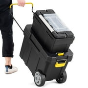 Costway 2-in-1 Rolling Tool Box Set Mobile Tool Chest Storage Organizer Portable Black