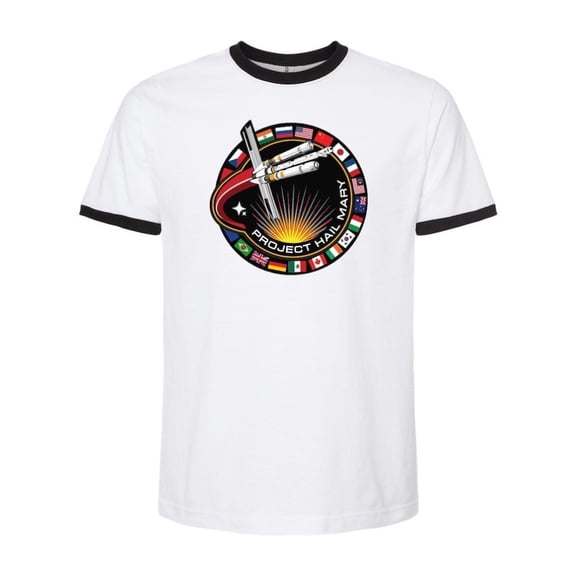 Project Hail Mary Movie Mission Patch Ringer Space T-Shirt - Unisex O-Neck Short Sleeve Tee, Casual Streetwear Top for Sci-Fi Movie Fans Gift