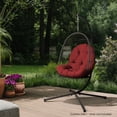 thumbnail image 2 of ARDEN Plush Indoor / Outdoor Egg Chair Cushion, 34 x 49, Water Repellent, Fade Resistant, Tufted for Comfort Ruby Red Leala, 2 of 9
