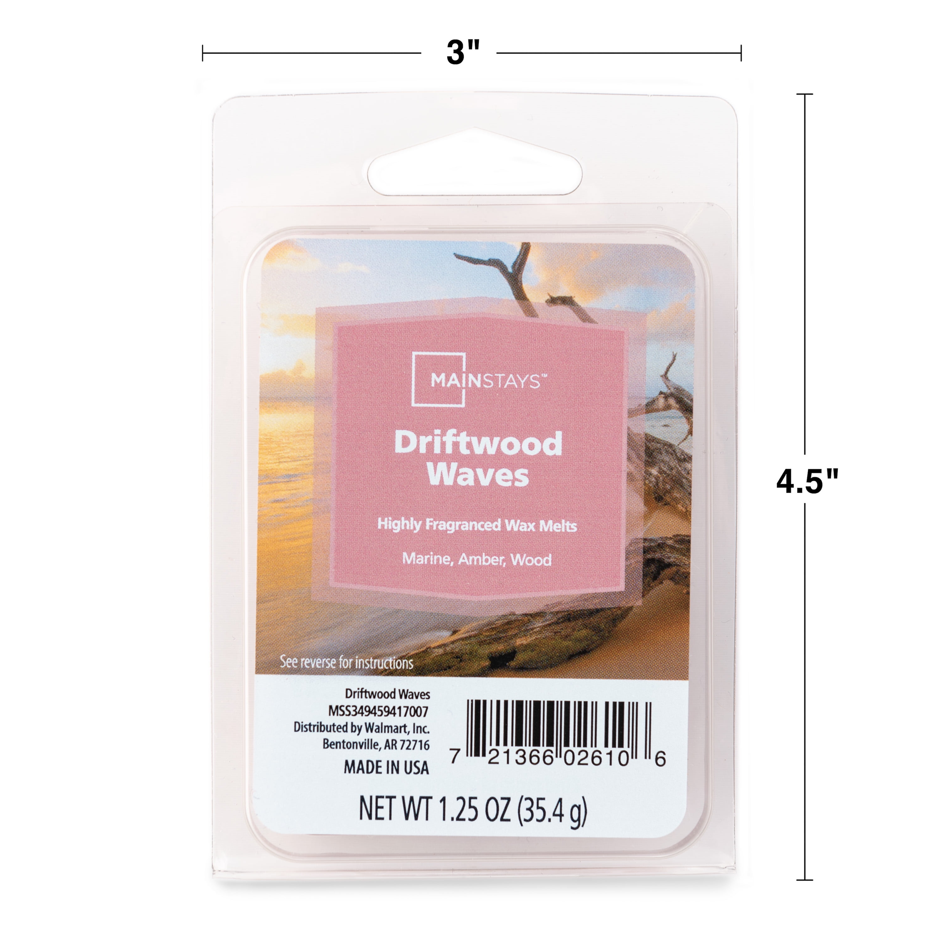 (6 pack) Mainstays 6 Cube Wax Melts, Driftwood Waves, 1.25 oz