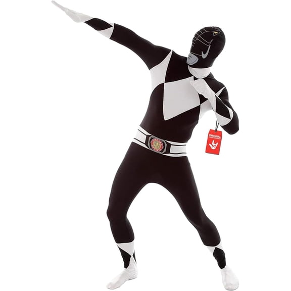 Morphsuits Adult Black Power Ranger Morphsuit Mens Superhero Fancy Dress Costume Halloween Black M