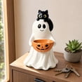 thumbnail image 6 of Halloween Ghost Figurine With Pumpkin Candy Bowl, Ghost Decor with Black Cat on Head, Spooky Cute Halloween Decor, Indoor Outdoor Decorative Ghost for Treats and Decor, A, 6 of 7
