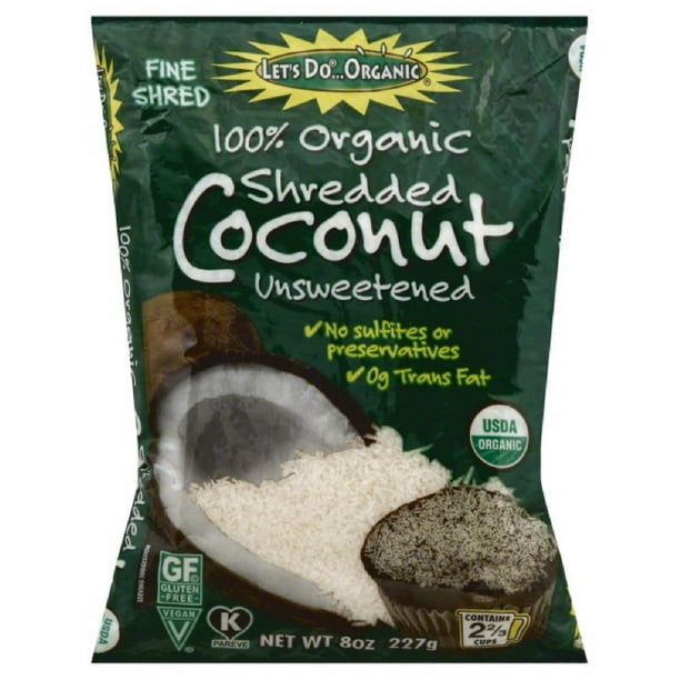 Lets Do Organic Unsweetened Shredded Coconut, 8 Oz (Pack of 12