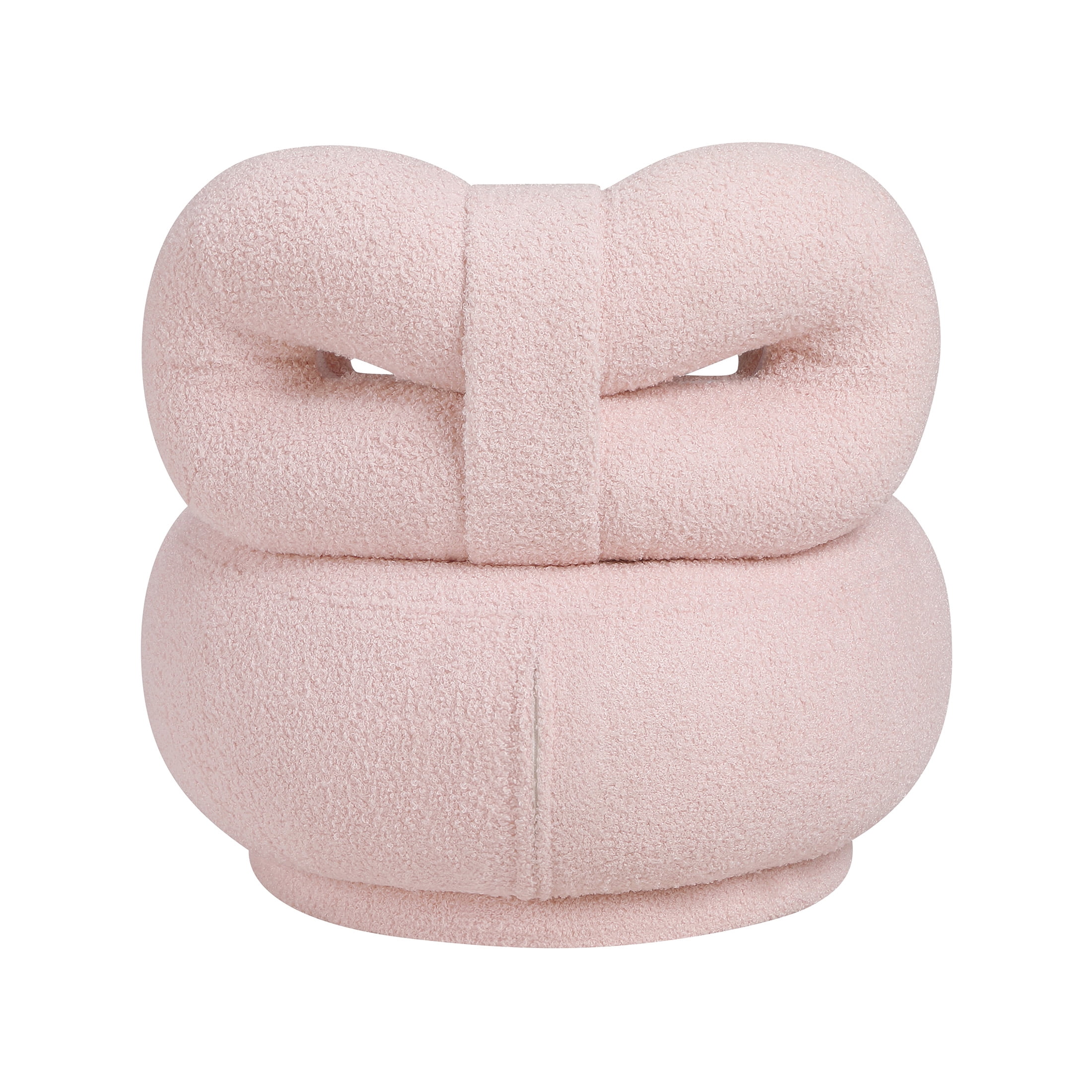 OakvillePark Wooda Modern Bow Shaped Boucle Mini Kid's Swivel Chair, Pink