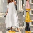 thumbnail image 2 of Femmes V Cou Manches Courtes Lâches en Coton Lin Robe d'Été Mode Féminine Surdimensionné S-5XL Longue Maxi Robe JYFS-3029 FJH FJH, 2 of 5