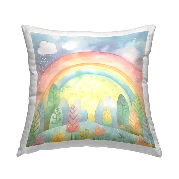 Stupell Industries Pastel Rainbow & Rain Clouds Decorative Printed Throw Pillow Design by Roozbeh .