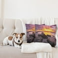 thumbnail image 4 of Ambesonne Tropical Throw Pillow Cover 2 Pack, Sunset Idyllic Beach, 18", Mauve Salmon Lilac, 4 of 7