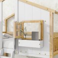 thumbnail image 5 of Leumius Twin over Twin Floor Bunk Bed with Ladder and Guardrails, House-Shaped-Bunk Bed with Window and Door for Boys Girls Natural+White, 5 of 9