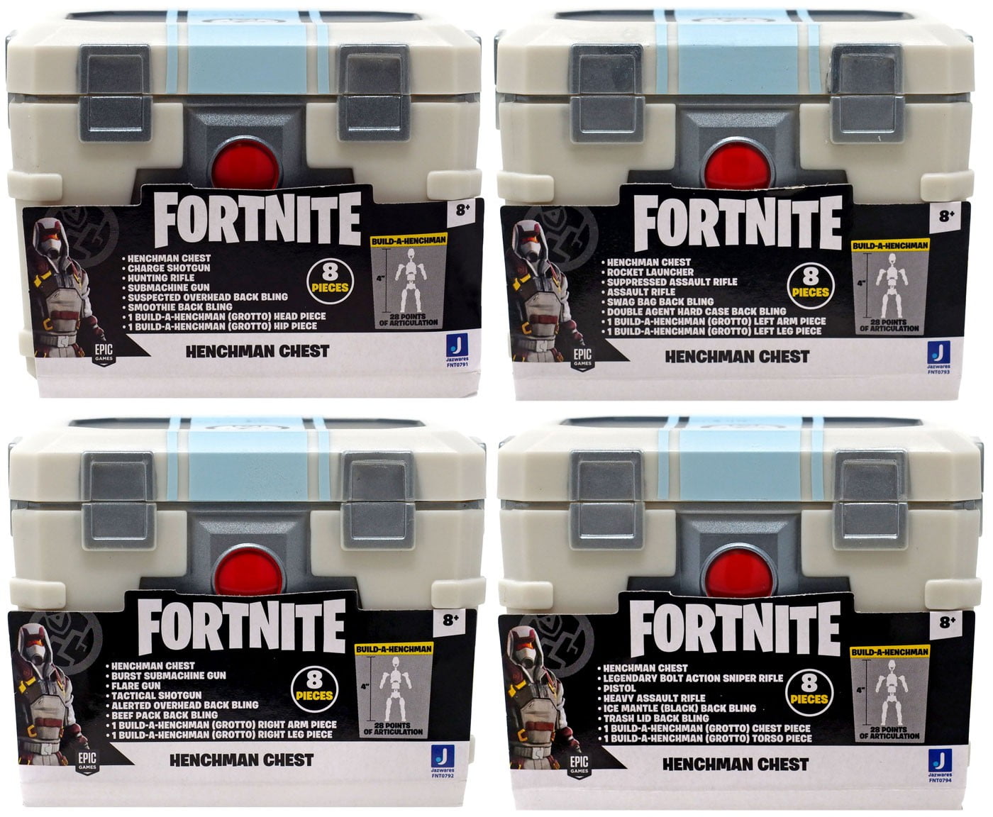 Fortnite Build Grotto Style Henchman Figure Set of 4 Chests