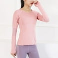 thumbnail image 3 of Long Sleeve Workout Shirts for Women Athletic Shirts with Thumbhole Running Loose Active T-Shirts, 3 of 5