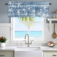 thumbnail image 4 of Sea Stars Window Valance for Kitchen, Summer Beach Sea Stars Light Blue Texture Rod Pocket Short Curtain for Small Windows, Light Filtering Decorative Valance, 42 x 18 Inch, 4 of 9