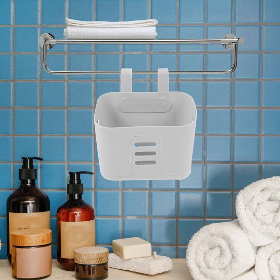 ETEREAUTY Wall Mounted Bathroom Storage Holder Grey Plastic 1Pack