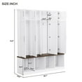 thumbnail image 2 of 74.9''H Versatile Hall Tree with 4 Hidden Hanging Hooks, Entryway Cabinet with Storage Bench, Coat Rack, Open Compartments for Living Room, Hallway, White, 2 of 7