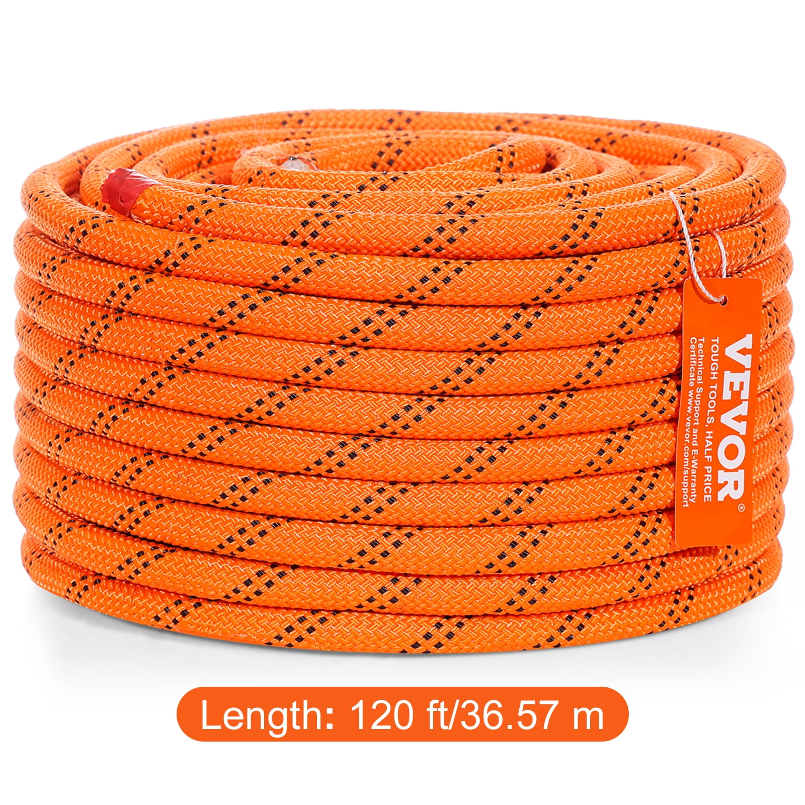 VEVOR Dual Twisted Polyester Cord, 1/2 inch by 120 feet, 48-Strand, 8000 LBS Tensile Strength, Multi-Use Outdoor Rope for Arborist Activities, Hiking, Swinging, Rappelling, and Rescue, Or