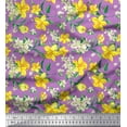 thumbnail image 1 of Soimoi Cotton Poplin Fabric Ogee Damask,Plumeria & Daffodil Floral Printed Craft Fabric by the Yard 56 Inch Wide, 1 of 1