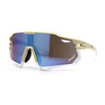 thumbnail image 2 of Mens Trendy Futuristic Color Mirror Oversize Shield Sport Plastic Sunglasses Beige White Blue Mirror, 2 of 4