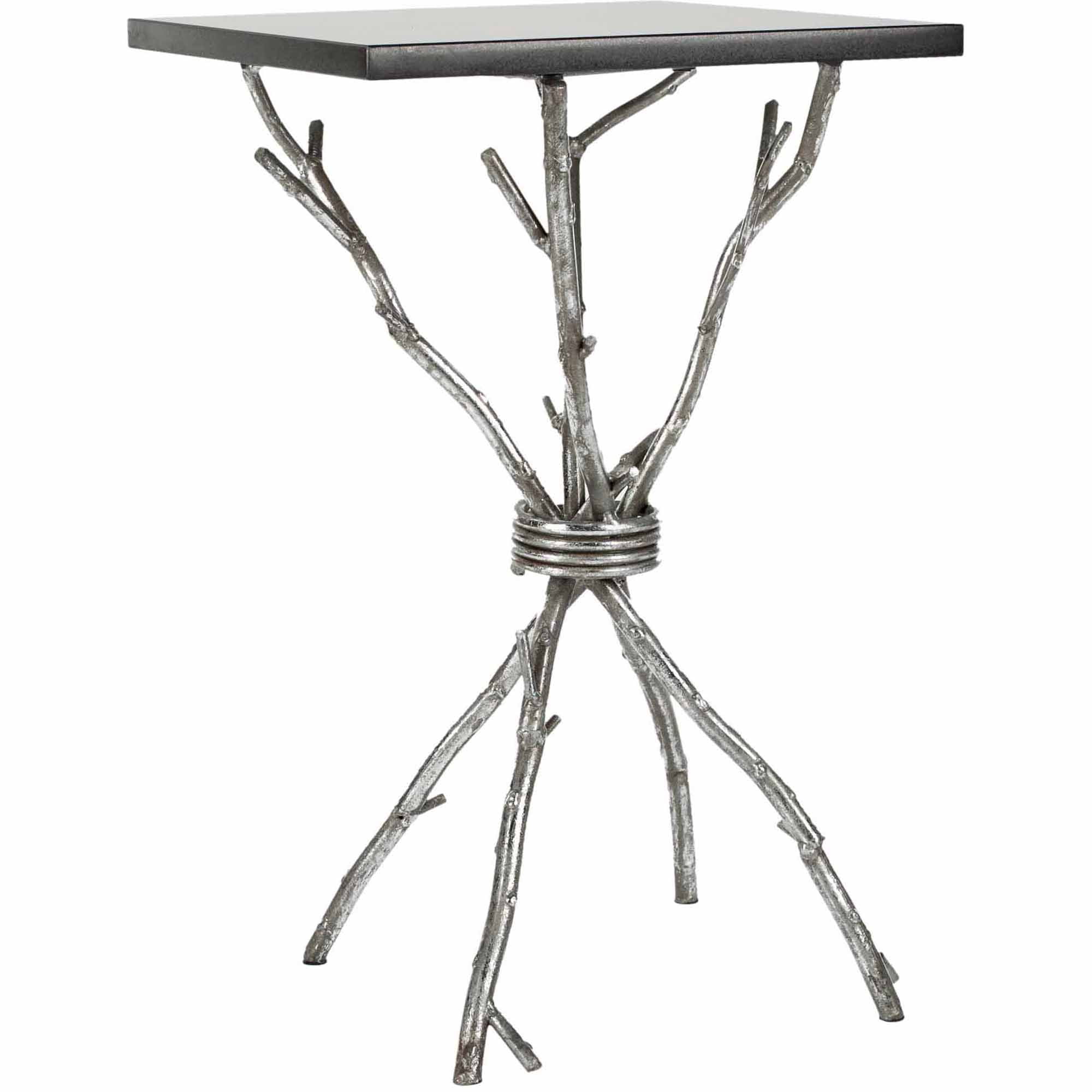 SAFAVIEH Alexa 22 in. H Marble Top Accent Table  Silver/White Granite