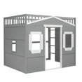 thumbnail image 3 of Triple Tree House Kids/Teens Plywood Built-in Ladder and Underbed Storage Loft Bed Gray/White, 3 of 7