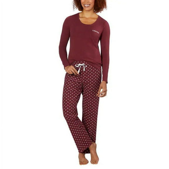 Calvin Klein Womens 2 Piece Fleece Pajama Set