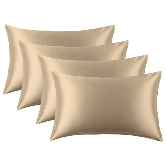 King Silk Pillowcase Set of 4, Taupe Mulberry Silk Pillowcase, 100% Mulberry Silk Pillowcase for Hair & Skin, 20" x 36"
