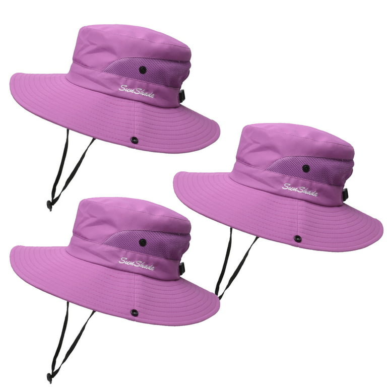 3PCS Outdoor Bucket Hat UV Protection Fishing Hats for Women,Violet