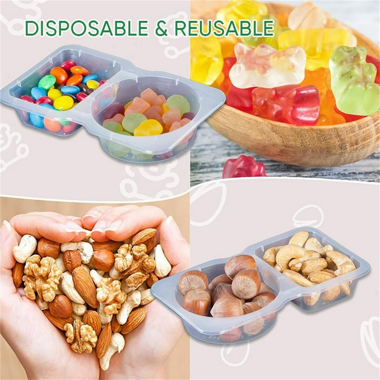 Double Compartment Snack Containers 40PCS Reusable Condiment Cups