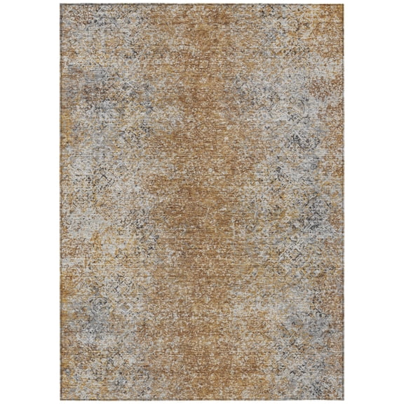 HomeRoots 588849 8 x 10 ft. Oriental Washable Indoor & Outdoor Rectangle Area Rug, Terra Cotta, Silver & Charcoal